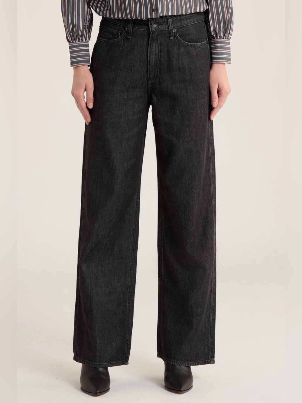 rag & bone Lori Mid-Rise Wide Leg Jeans Women’s Size 32 Black Wash Denim NWT